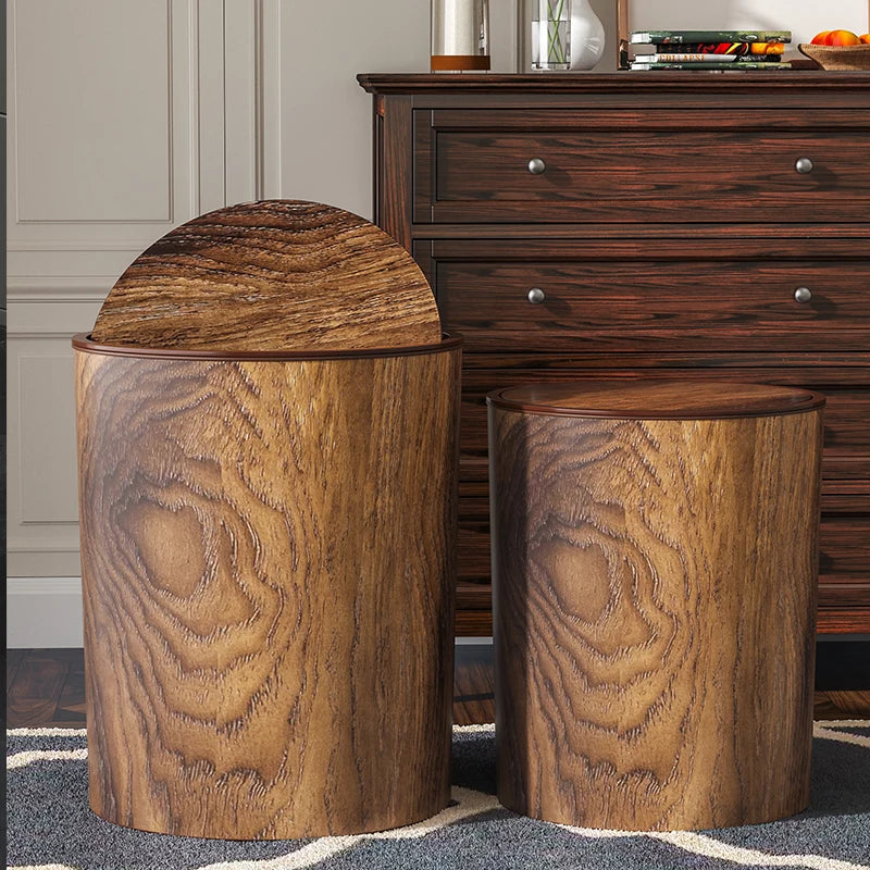 Poubelle Rétro Imitation Bois – Style Vintage Chic, Salon & Bureau