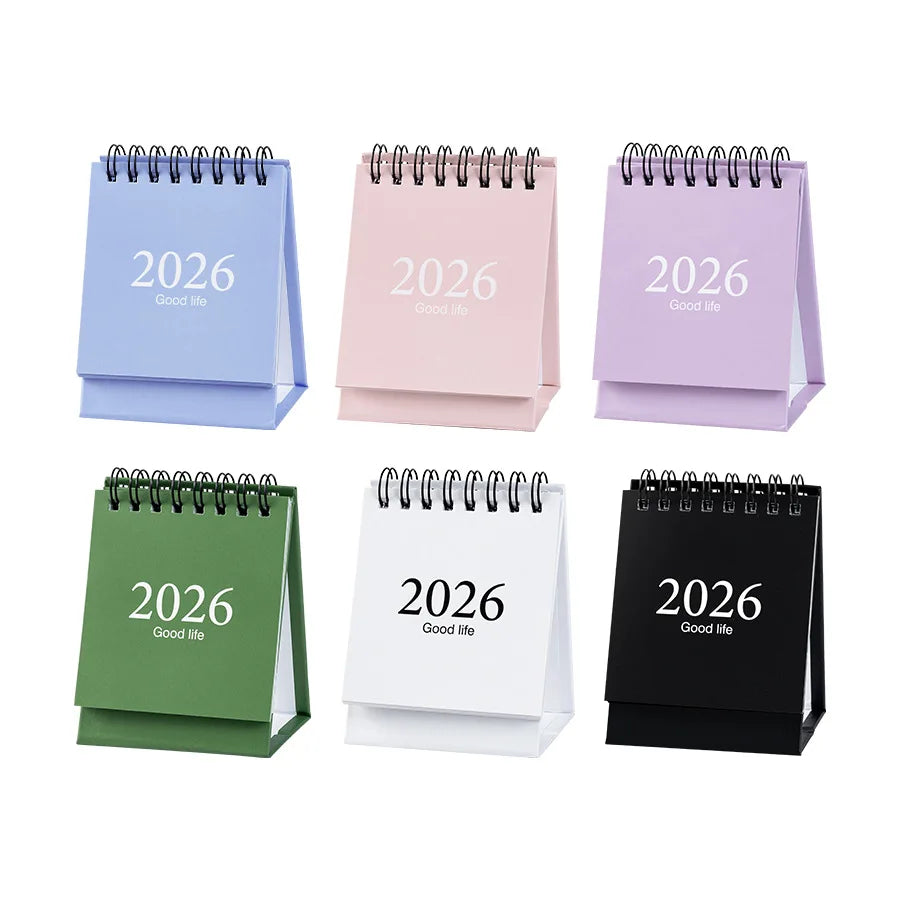 Calendrier de Bureau 2026 – Spirale Métal, Format S ou L, 14 Coloris