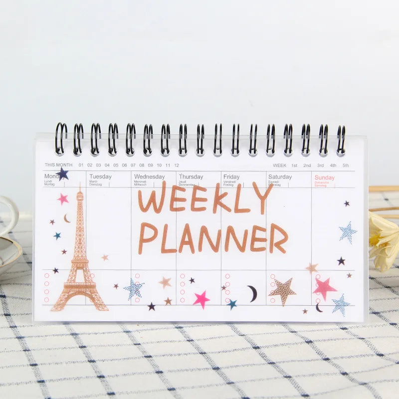Agenda Journal Portable – Planning Hebdomadaire & Mensuel, 4 Motifs