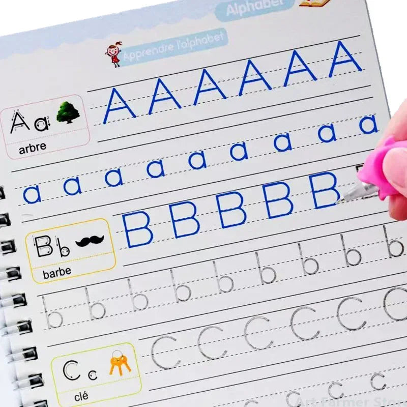 Cahier Magique Réutilisable – Alphabet, Chiffres, Maths & Dessin – Enfants – 4 Thèmes