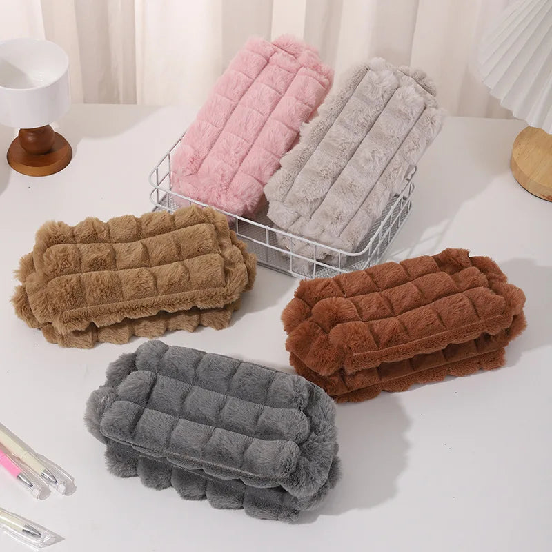 Trousse en Velours Côtelé – Pochette Zippée Multifonction, 6 Coloris