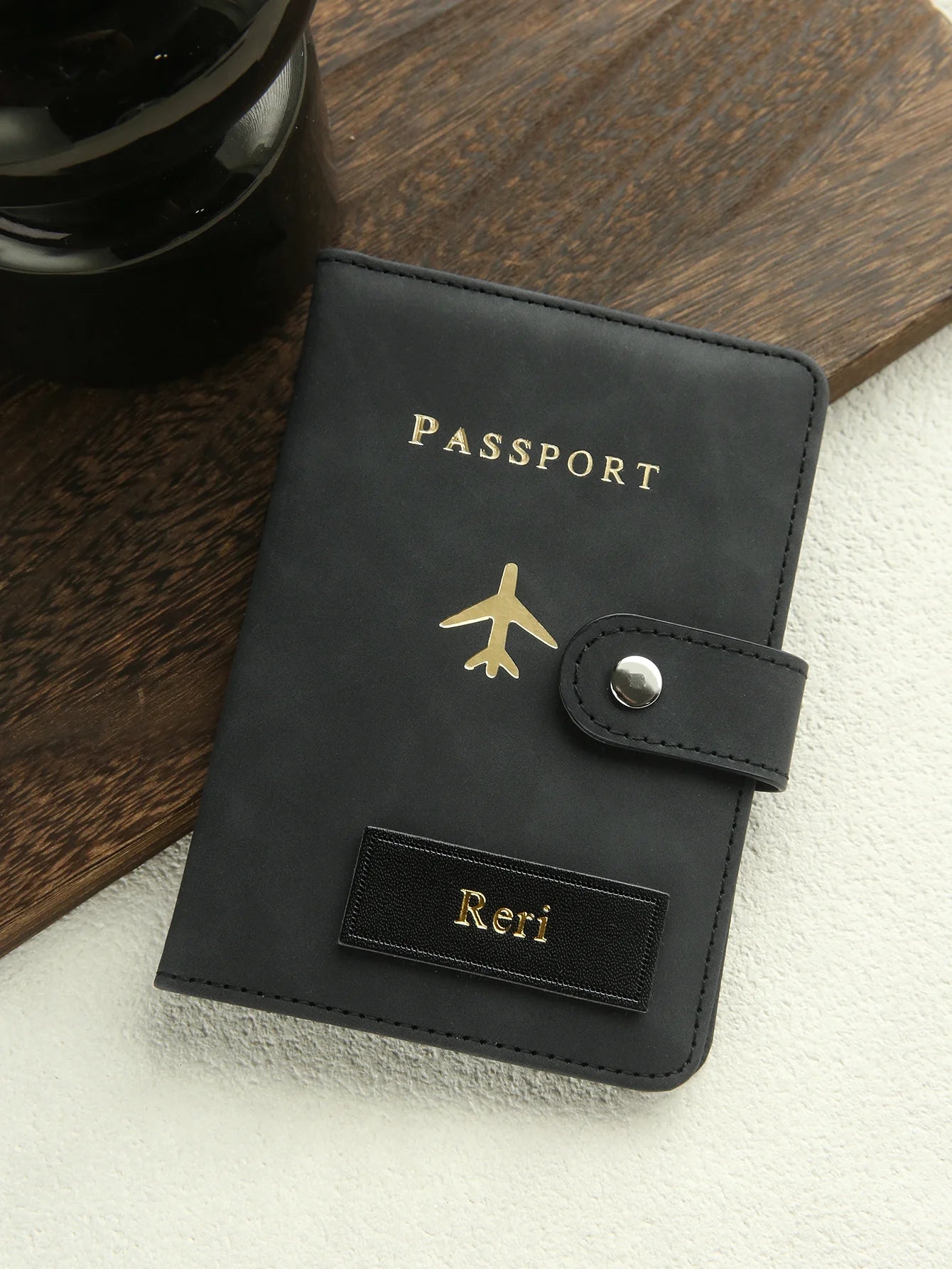 Porte-Passeport Personnalisé en Cuir PU – Prénom Gravé, Cadeau Voyage