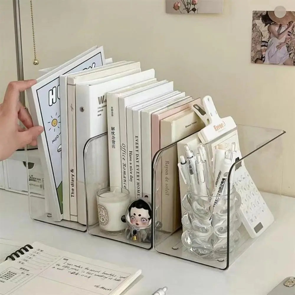 Porte-Livres Transparent Acrylique – Organisateur Bureau en U, Modulable, Maison & Bureau