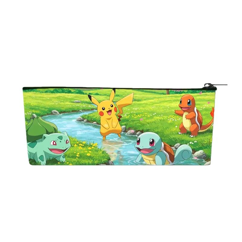 Trousse Pokémon Kawaii – Pikachu, Bulbizarre & Salameche, Simili Cuir, École & Bureau