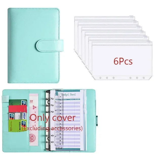Classeur Budget A6 en Cuir PU – Organiseur Enveloppes – Pochettes & Anneaux – 10 Coloris