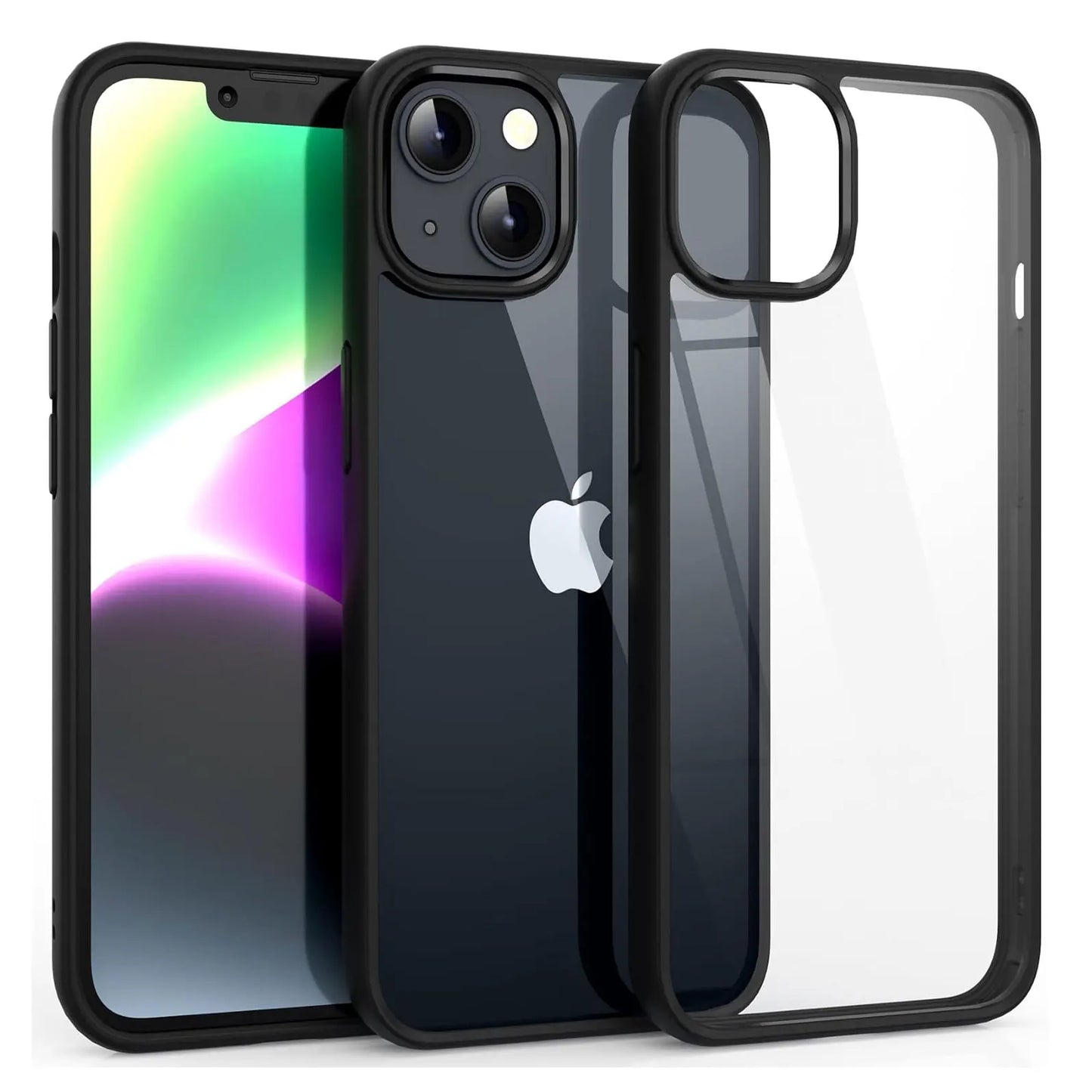 Coque Transparente Antichoc Colorée pour iPhone – Bumper Silicone, Compatible iPhone 11 à 16 Pro Max, 6 Couleurs