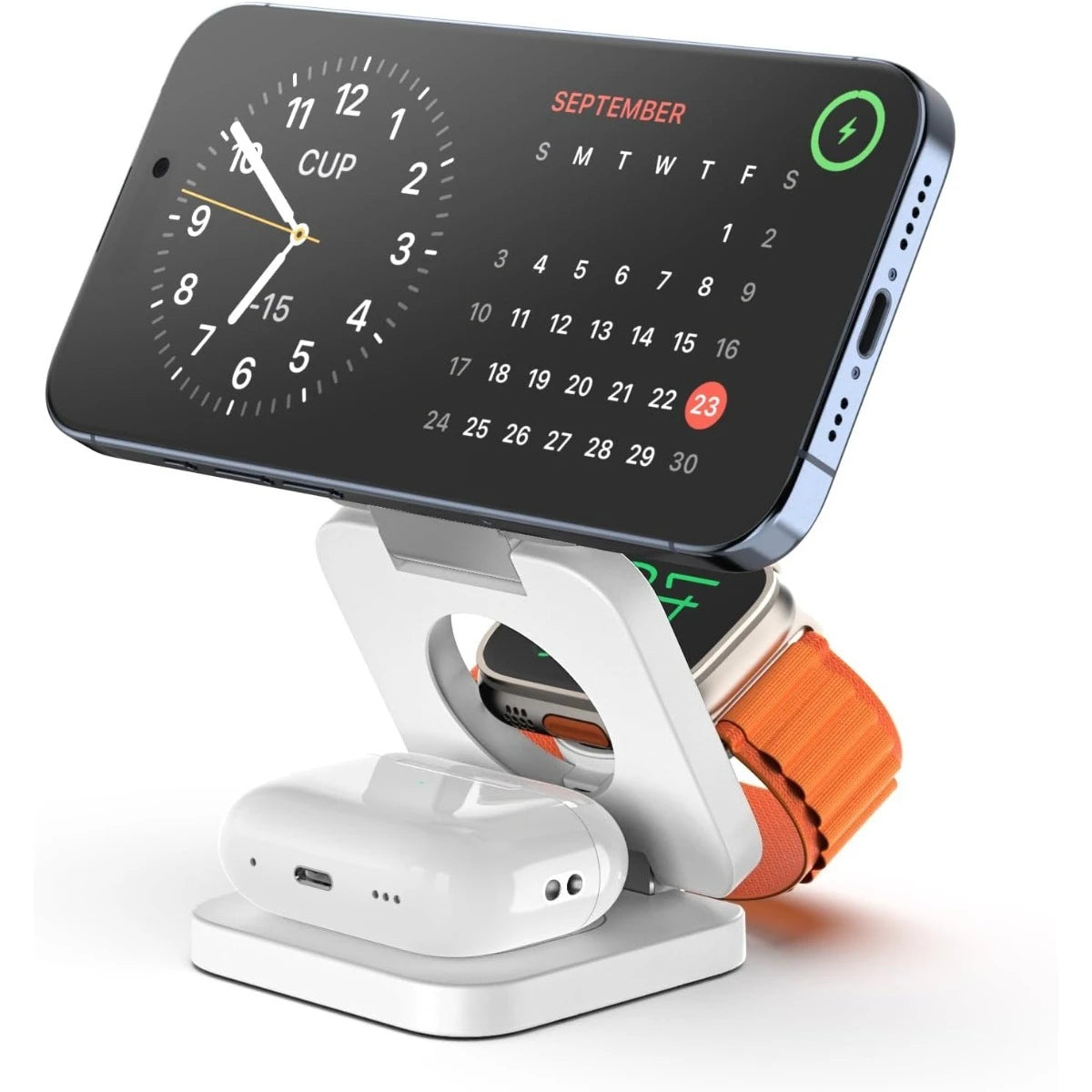 Chargeur Sans Fil 3-en-1 Pliable Magnétique – iPhone, Apple Watch & AirPods, Charge Rapide