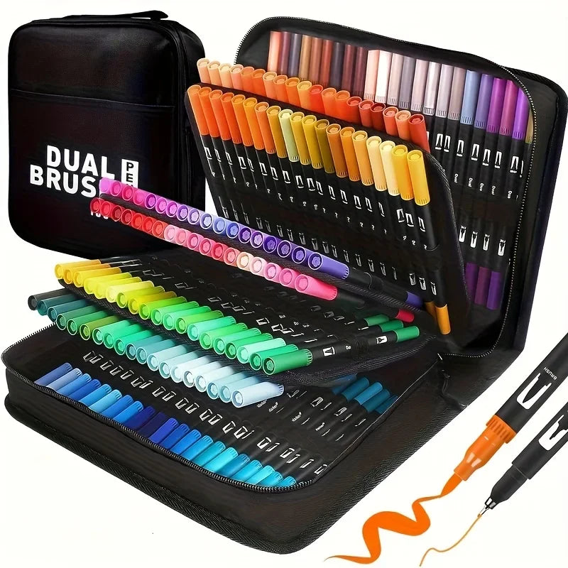 Marqueurs Aquarelle Double Pointe – Set 24 Couleurs, Idéal Dessin & Loisirs Créatifs