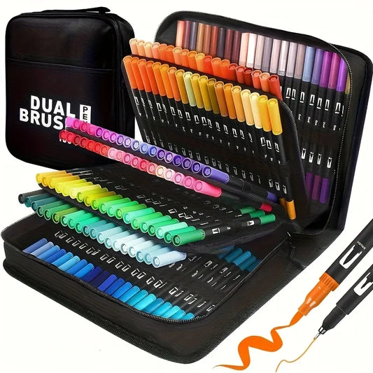 Marqueurs Aquarelle Double Pointe – Set 24 Couleurs, Idéal Dessin & Loisirs Créatifs