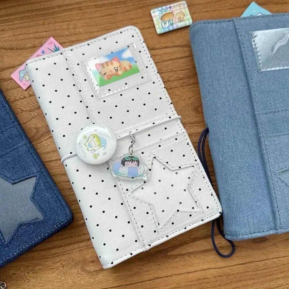 Classeur A6 en Tissu à Pois – Carnet à Feuilles Mobiles – Scrapbook & Planner – Cadeau