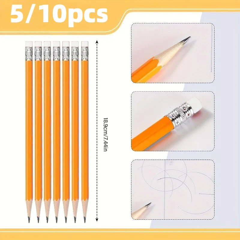 Crayons HB avec Gomme Intégrée – Écriture Fluide – Lot de 5 ou 10 – École & Bureau
