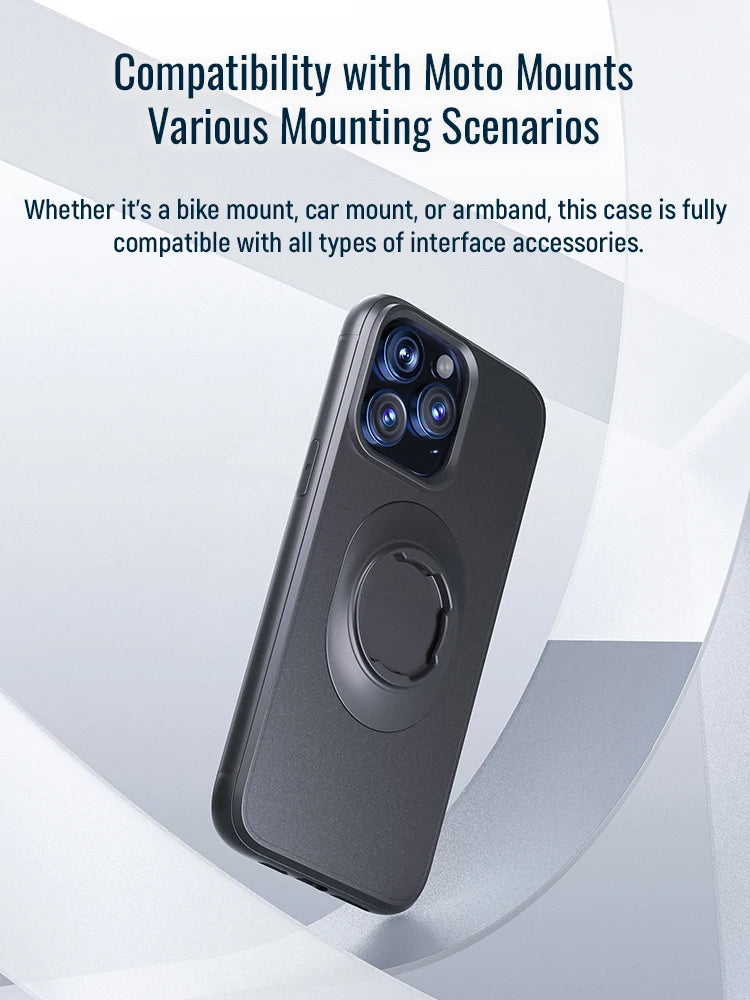 Coque Antichoc iPhone + Support Moto, Vélo & Voiture – Compatible iPhone 7 à 17 Pro Max, Fixation Verrouillable