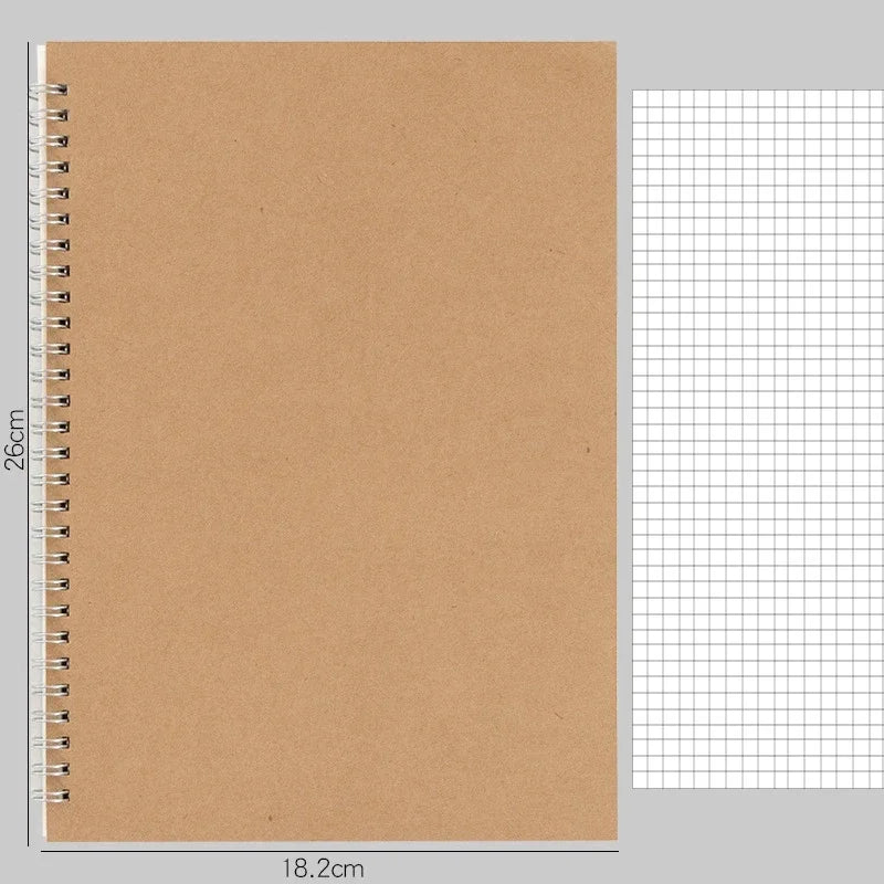 Carnet à Spirale Kraft – A4, A5 ou A6 – Ligné, Pointillés, Grille ou Blanc – Papier 80g