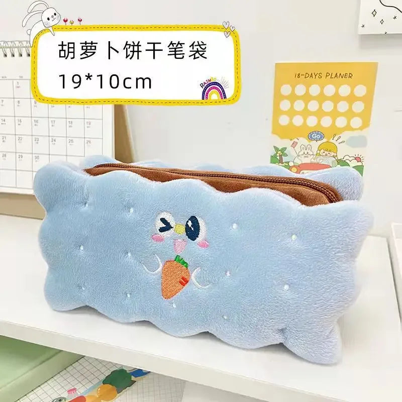 Trousse Biscuit en Peluche – Grande Capacité, 5 Designs Gourmands