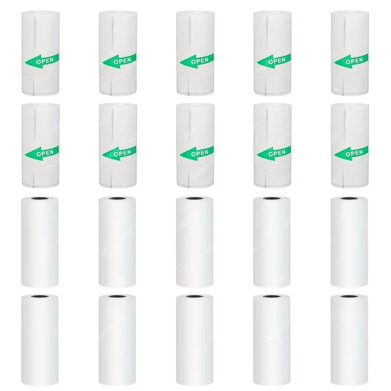 Rouleaux Papier Mini Imprimante Thermique – Lot de 10, 57mm, Autocollant ou Blanc