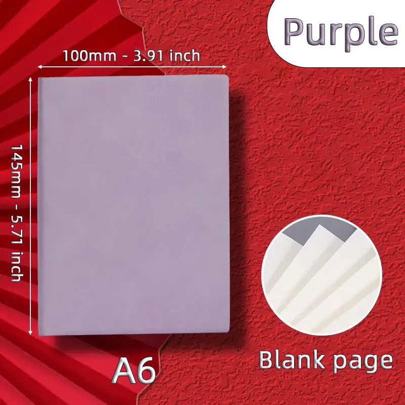 Cahier en Cuir Souple A6 – 720 Pages Blanches – Ultra Épais – Dessin & Écriture – 4 Coloris