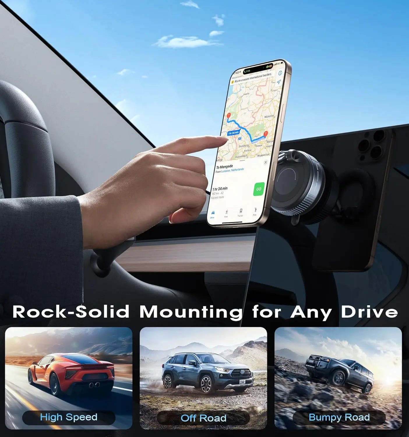 Support Téléphone Magnétique Pliable 360° – Bureau & Voiture, Ventouse, Blanc & Noir