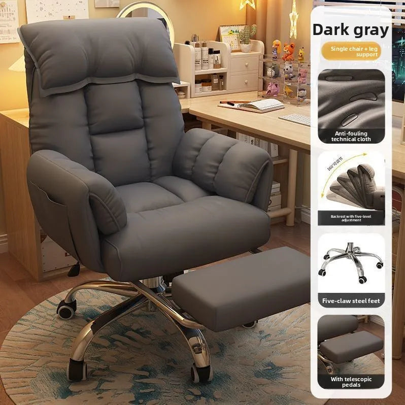 Chaise de Bureau Confortable avec Accoudoirs et Repose-pieds – Inclinable, Hauteur Réglable, 12 Coloris