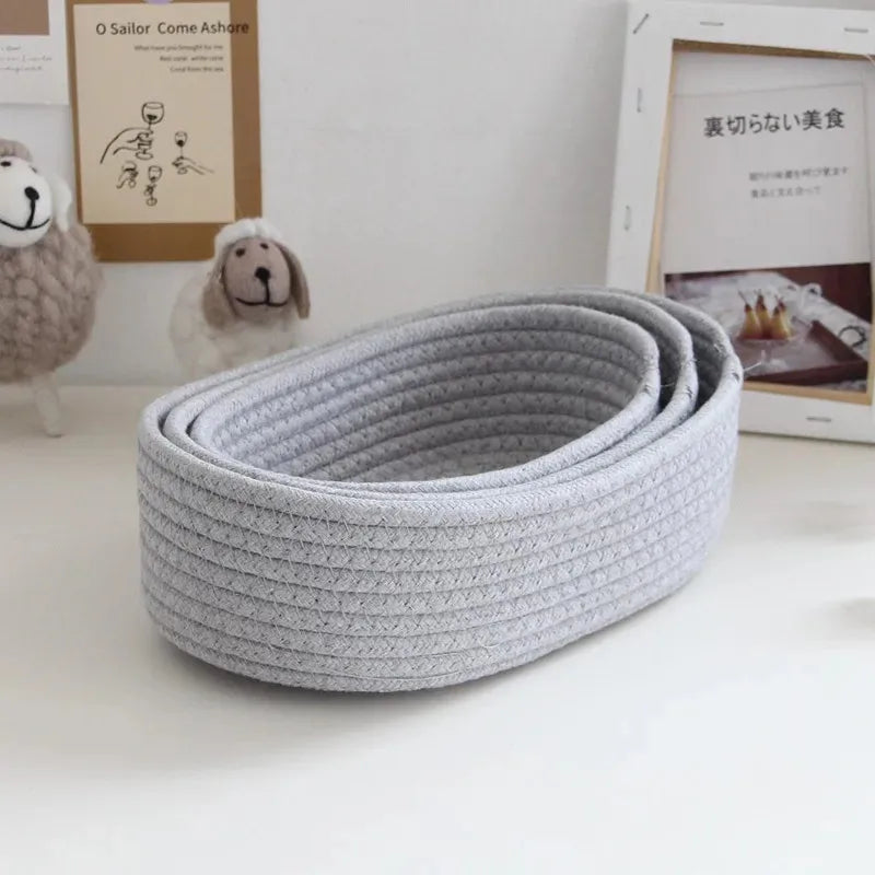 Corbeille de Rangement en Corde de Coton – Style Nordique Minimaliste