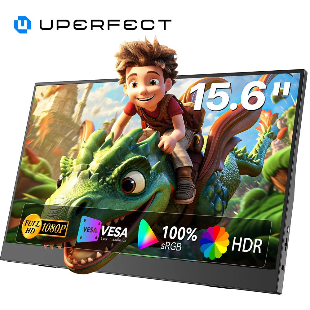 Écran Portable UPERFECT 15,6" IPS FHD – USB-C, HDR400, Haut-parleurs Intégrés