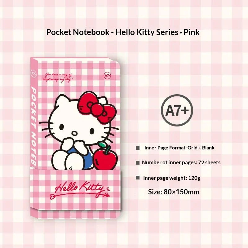 Carnet Pocket A7 Kinbor x Sanrio – Hello Kitty & BB Series, Quadrillé/Vierge, Journal Portable