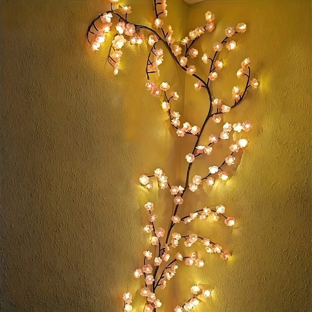 72/96/144LED Artificial Cherry Blossom Branch LED Lights, USB Powered Pink Flower Fairy Lights for Bedroom Aesthetic Decor