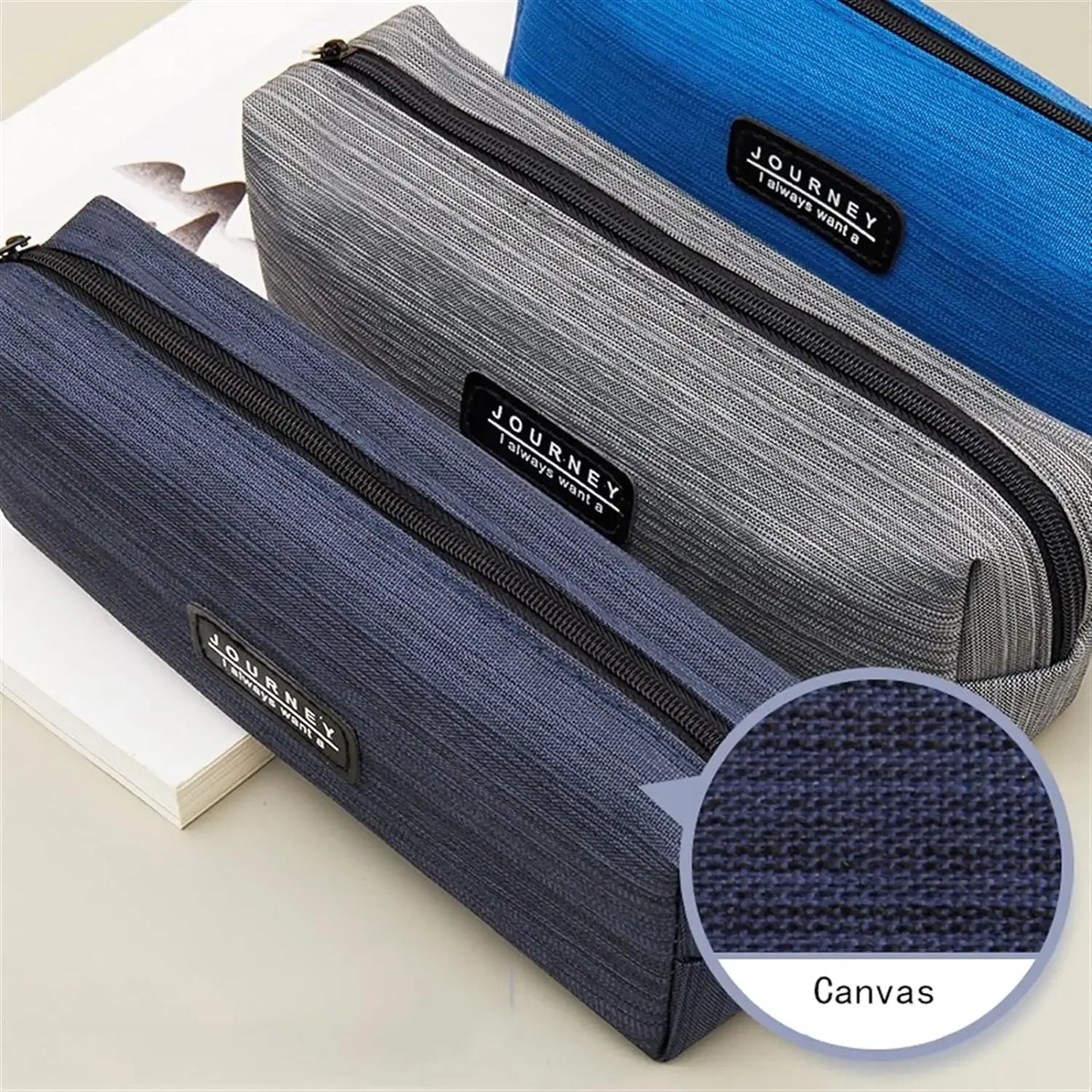 Trousse à Crayons en Toile – Fermeture Éclair, Style Minimaliste 21x9 cm