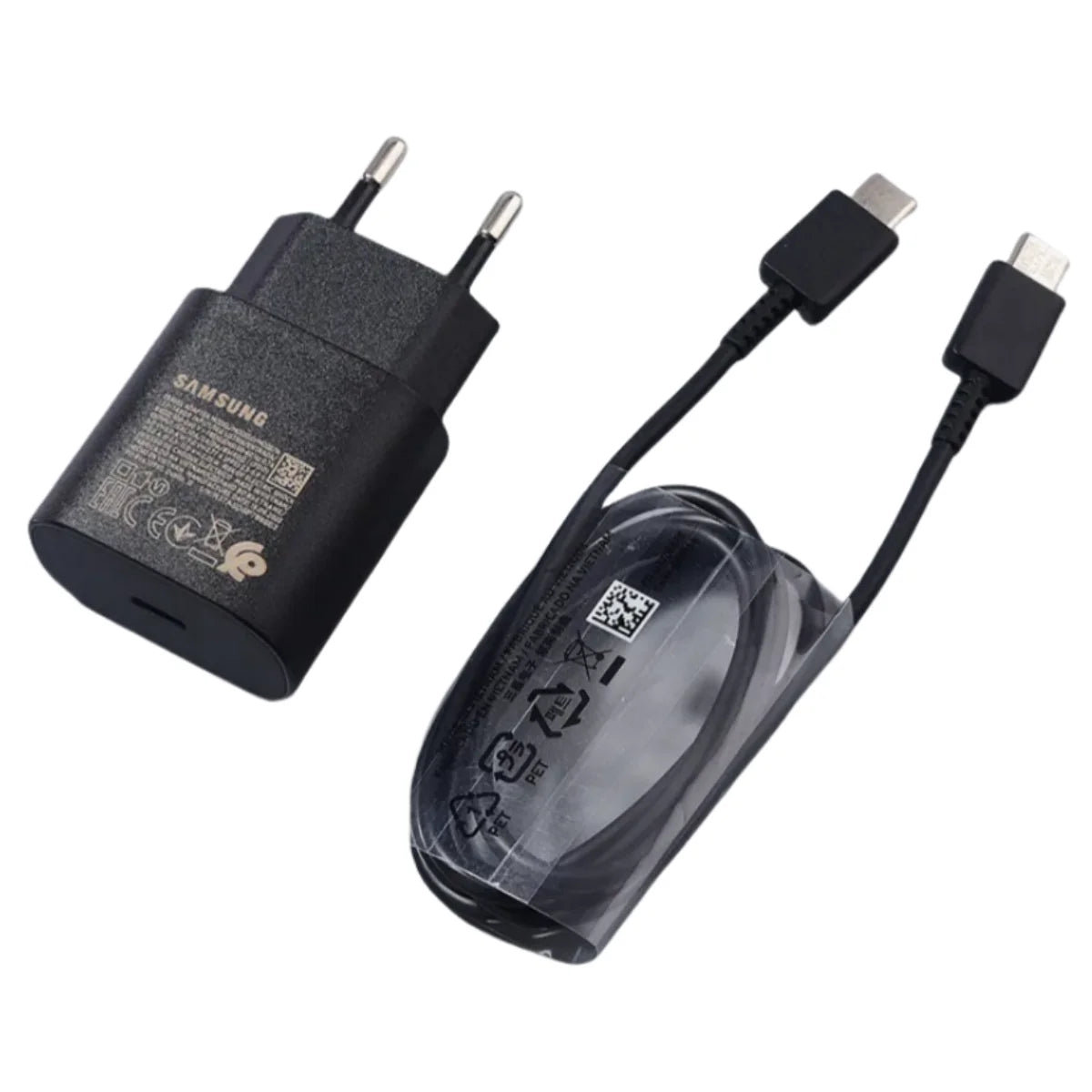 Chargeur Samsung Original 25W USB-C – Charge Super Rapide, Compatible Galaxy A & S Series, Noir & Blanc