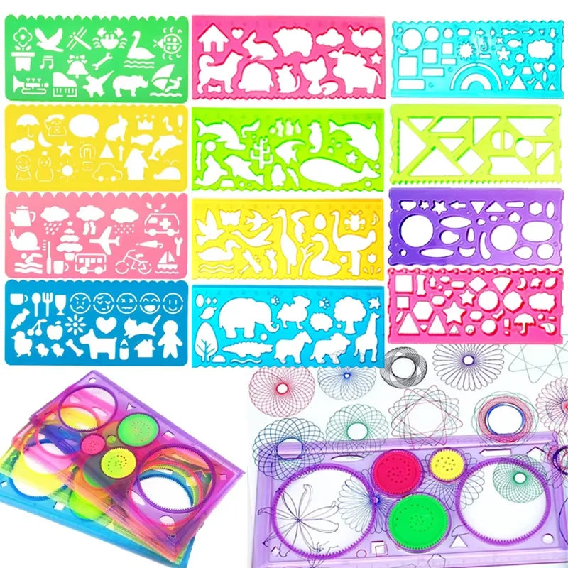 Pochoirs Règles Créatives Kawaii – Animaux & Géométrie, Dessin & Scrapbooking, Lot au Choix
