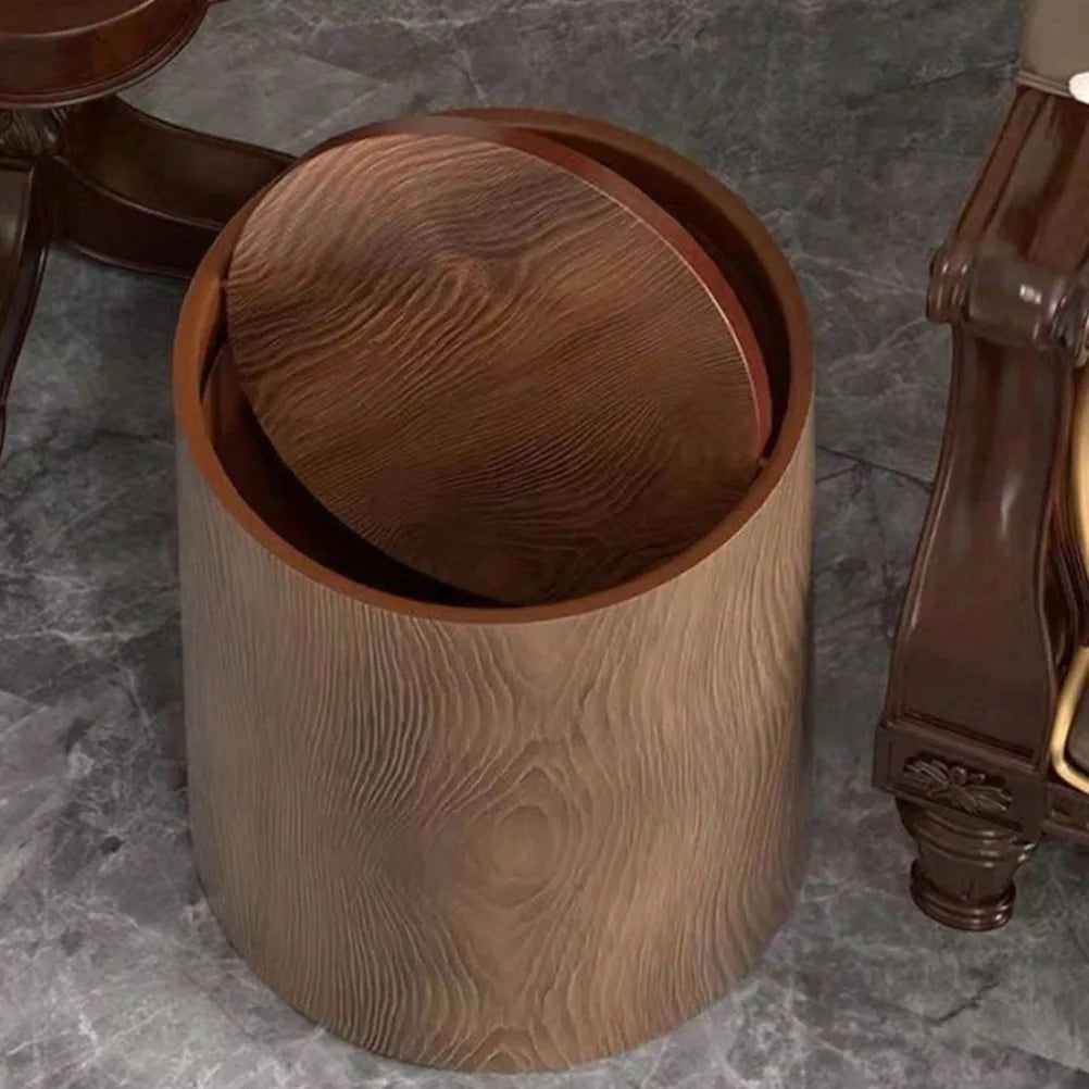 Poubelle Style Tronc d’Arbre – Couvercle à Bascule – 3 Tailles – Bureau, Cuisine & Salle de Bain