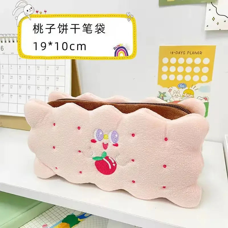 Trousse Biscuit en Peluche – Grande Capacité, 5 Designs Gourmands