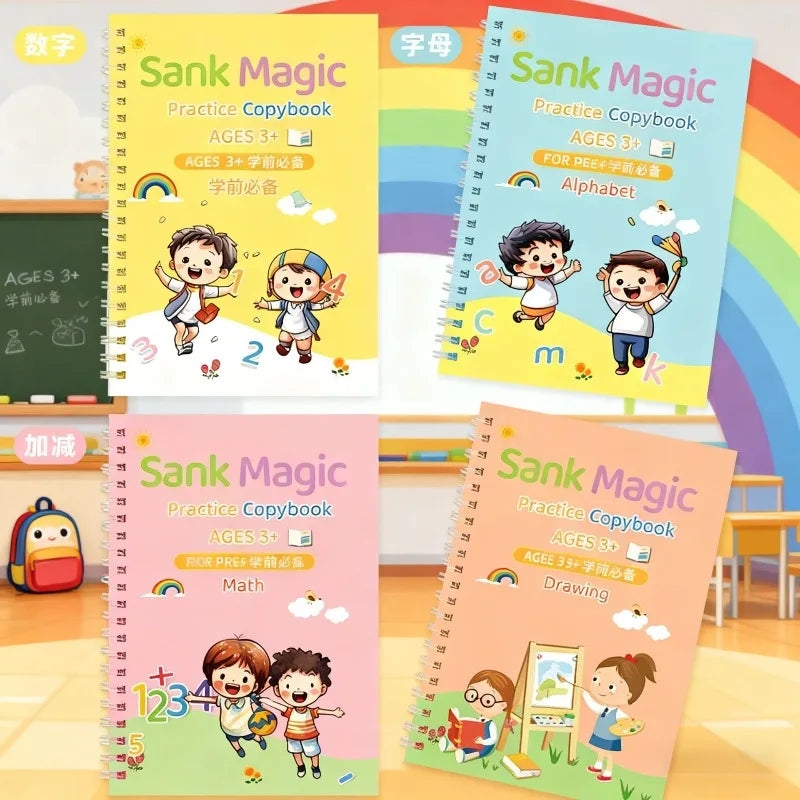 Cahier d’Entraînement Groove Enfants – Écriture, Dessin, Maths & Alphabet – 5 Thèmes