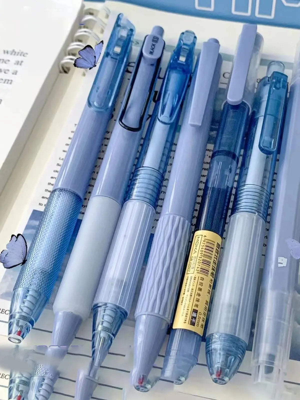 Lot de 7 Stylos Gel Transparents 0,5 mm – Minimaliste, Signature, Bureau & École, 6 Coloris