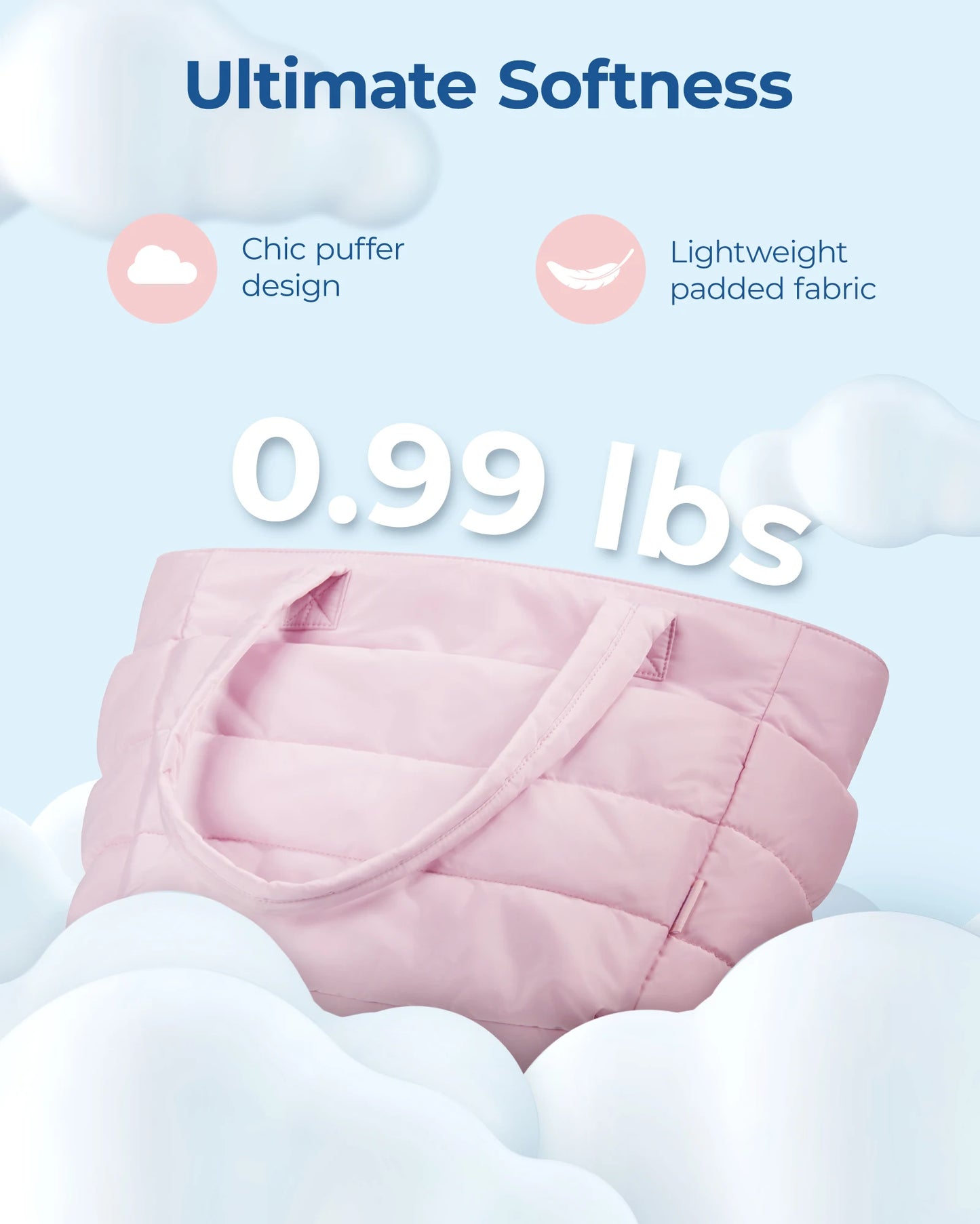 Sac Fourre-Tout BAGSMART Femme – Cabas Matelassé 20L, Travail Voyage École