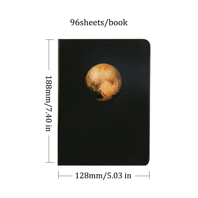 Cahier A5 Couverture Rigide – Série Planètes (Lune, Mars, Pluton, Terre)