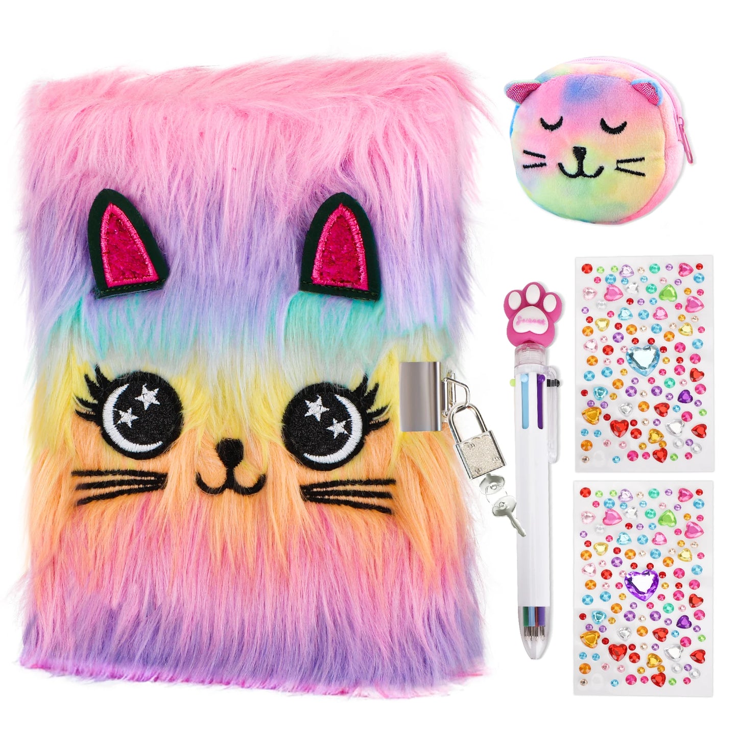 Journal Intime avec Cadenas – Couverture Peluche Chat ou Licorne – 160 Pages – Cadeau Fille