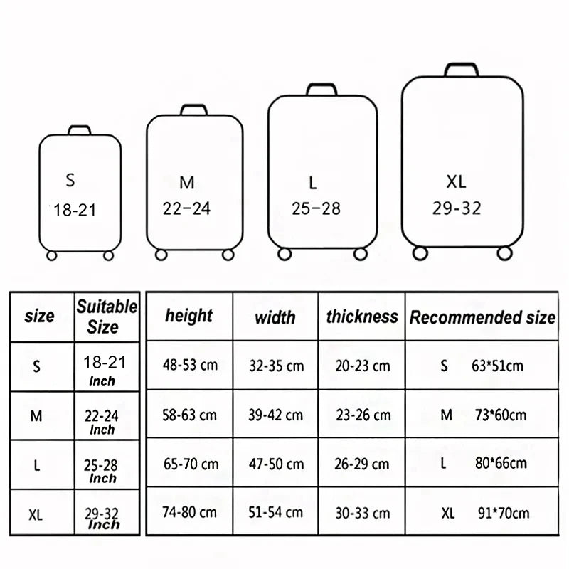 Housse de Protection Valise – Tissu Élastique Lavable, Anti-Rayures, 29 Motifs, Tailles S à XL
