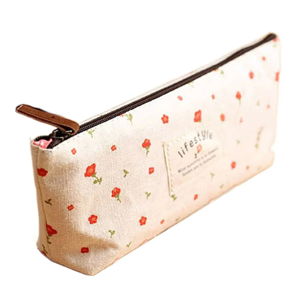 Trousse en Canvas – Pochette Zippée École & Maquillage, 4 Coloris
