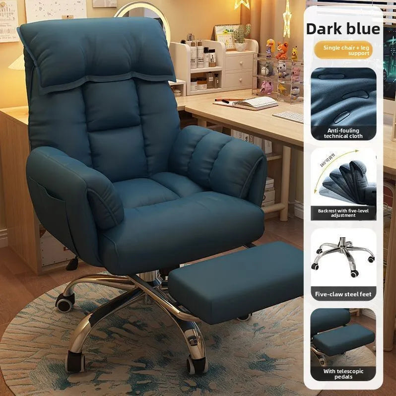 Chaise de Bureau Confortable avec Accoudoirs et Repose-pieds – Inclinable, Hauteur Réglable, 12 Coloris