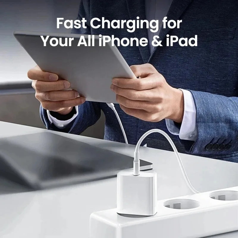 Chargeur Rapide Original PD 35W pour iPhone – USB-C, Compatible iPhone 17/16/15/14/13/12/11, Câble Tressé 1M