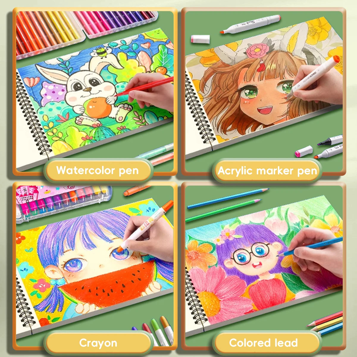 Livre de Dessin Kawaii A4 – Panda & Capybara, Papier Épaissi, 30 ou 50 Feuilles
