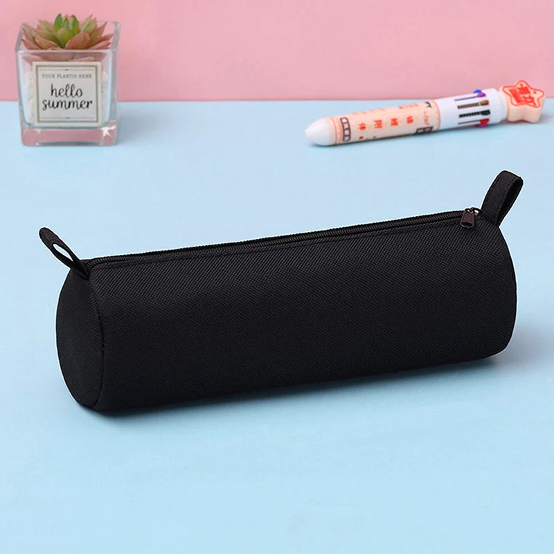 Trousse Cylindrique en Tissu Oxford – Grande Capacité, Fermeture Éclair, 5 Couleurs