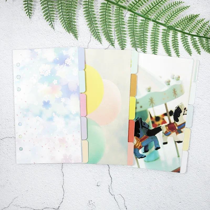 Intercalaires Aquarelle A5/A6 – 6 Trous, Séparateurs Feuilles Mobiles, 23 Motifs