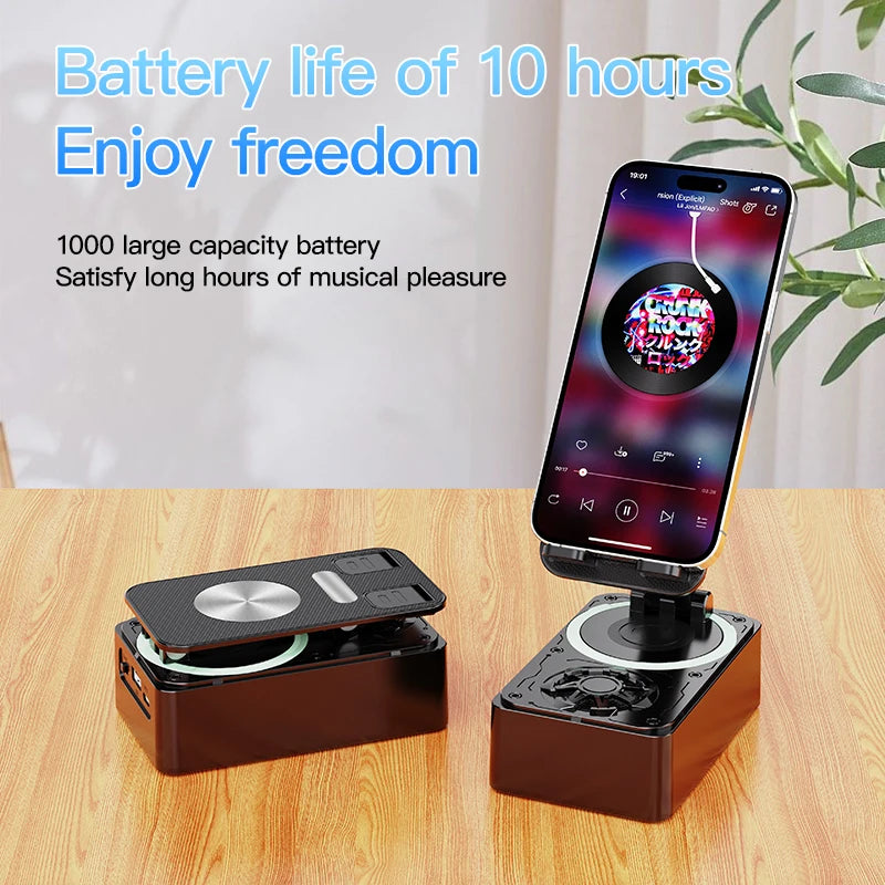 Enceinte Bluetooth 3-en-1 – Support Téléphone, Batterie Externe, Pliable, Antidérapant, Réunion & Live