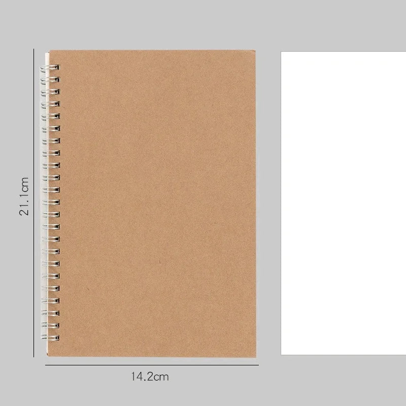 Carnet à Spirale Kraft – A4, A5 ou A6 – Ligné, Pointillés, Grille ou Blanc – Papier 80g