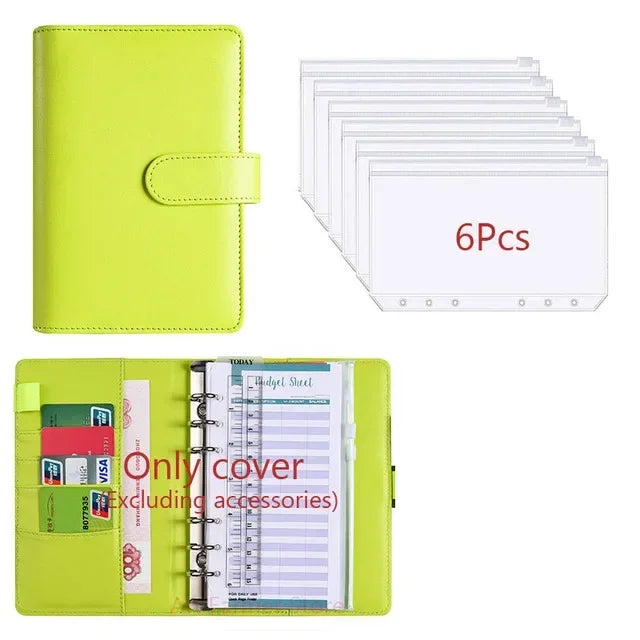 Classeur Budget A6 en Cuir PU – Organiseur Enveloppes – Pochettes & Anneaux – 10 Coloris