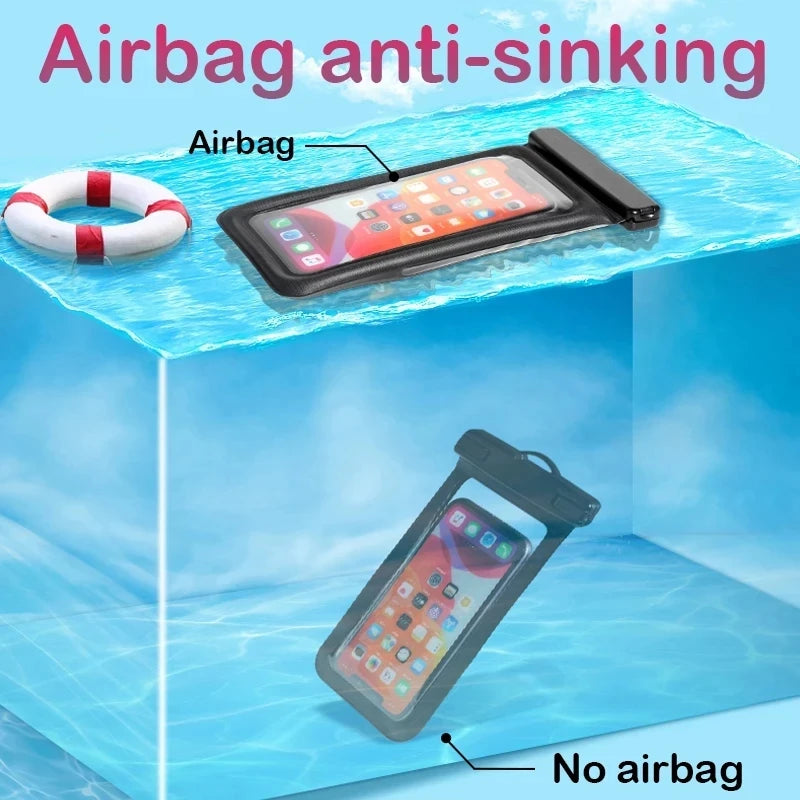 Pochette Étanche Flottante Téléphone IP68 – Airbag Anti-Noyade, Natation Plage Kayak