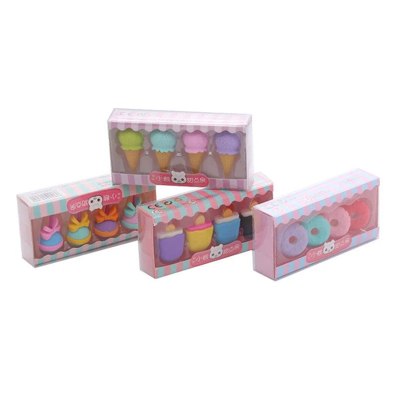 Gommes Kawaii Sucette & Glace – Papeterie Mignonne, Enfants & École, Cadeau Créatif