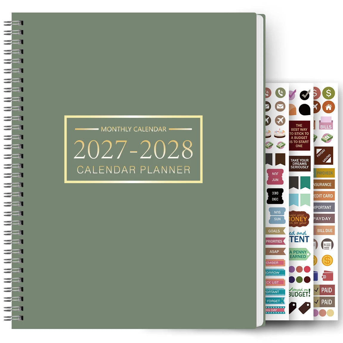 Planificateur Mensuel A4 – 2 Ans, Grille Large, Notes & Stickers Inclus, 8 Coloris