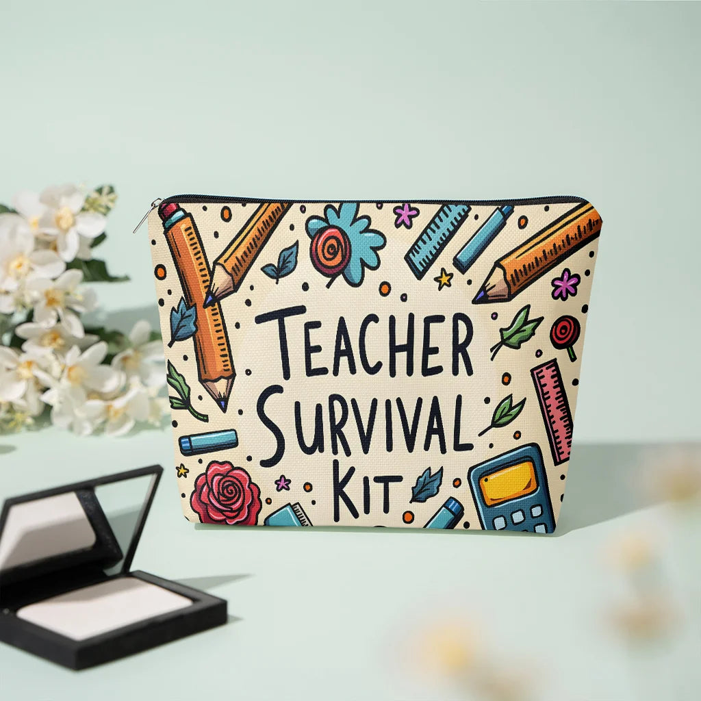 Pochette Zippée « Kit de Survie de l’Enseignant » – Trousse Cadeau Professeur